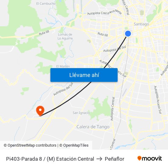 Pi403-Parada 8 / (M) Estación Central to Peñaflor map