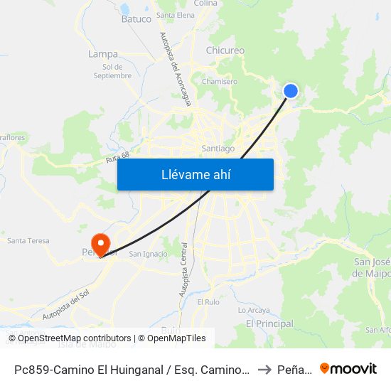 Pc859-Camino El Huinganal / Esq. Camino Del Yunque to Peñaflor map