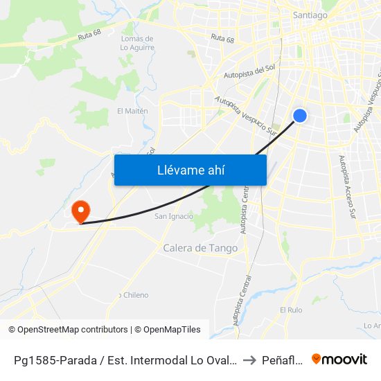Pg1585-Parada / Est. Intermodal Lo Ovalle to Peñaflor map