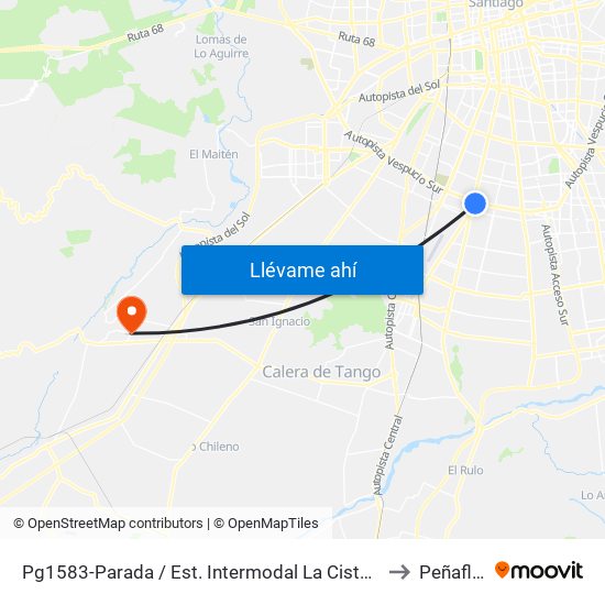 Pg1583-Parada / Est. Intermodal La Cisterna to Peñaflor map