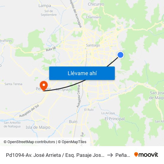 Pd1094-Av. José Arrieta / Esq. Pasaje José Arrieta to Peñaflor map