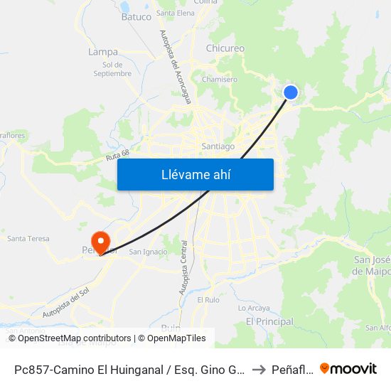 Pc857-Camino El Huinganal / Esq. Gino Girardi to Peñaflor map