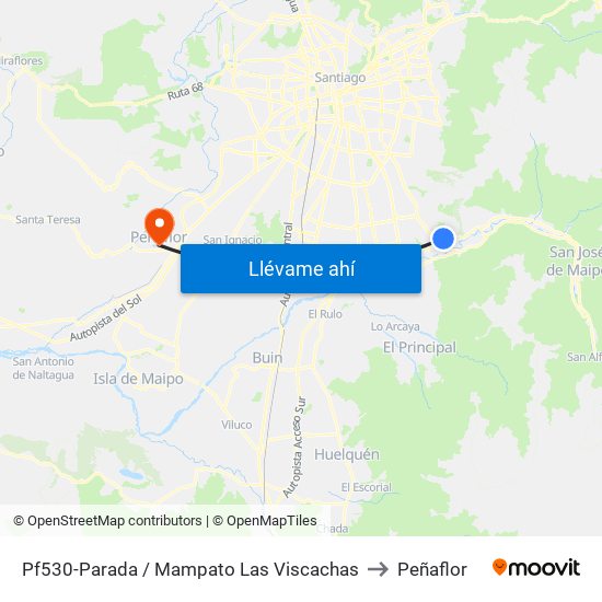 Pf530-Parada / Mampato Las Viscachas to Peñaflor map
