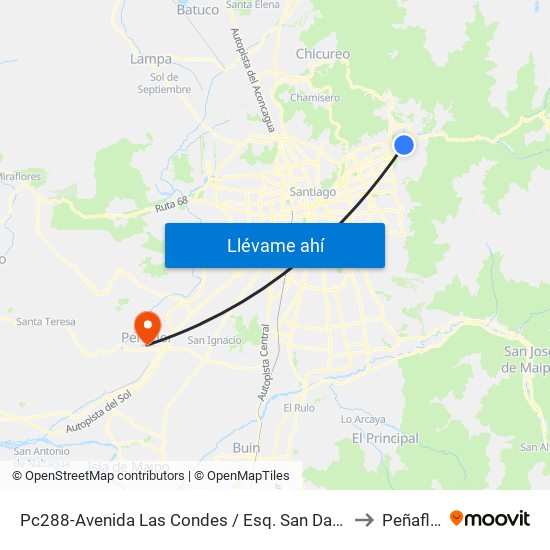 Pc288-Avenida Las Condes / Esq. San Damian to Peñaflor map