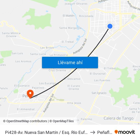 Pi428-Av. Nueva San Martín / Esq. Río Eufrates to Peñaflor map