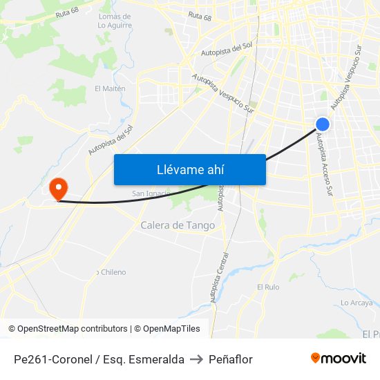 Pe261-Coronel / Esq. Esmeralda to Peñaflor map