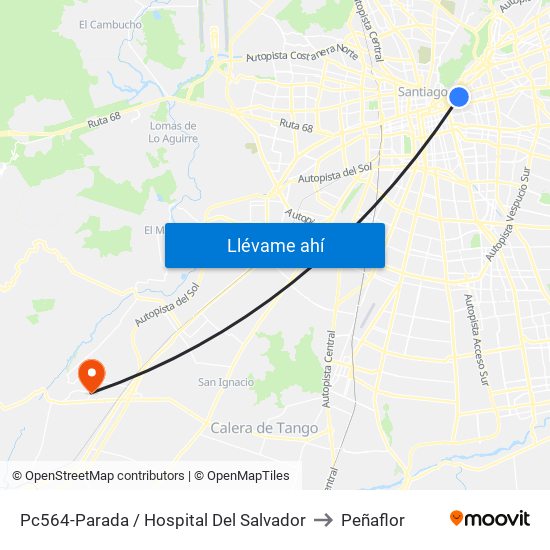 Pc564-Parada / Hospital Del Salvador to Peñaflor map