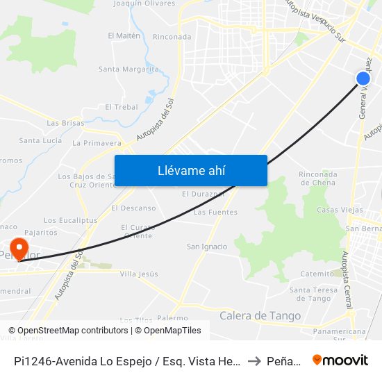 Pi1246-Avenida Lo Espejo / Esq. Vista Hermosa to Peñaflor map