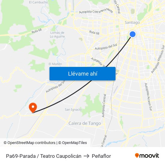 Pa69-Parada / Teatro Caupolicán to Peñaflor map