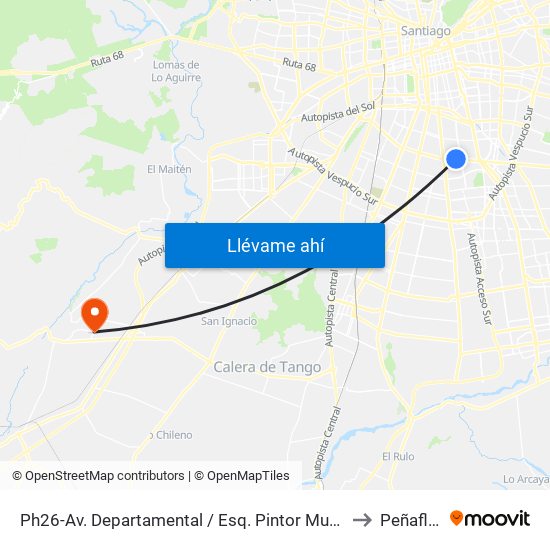 Ph26-Av. Departamental / Esq. Pintor Murillo to Peñaflor map