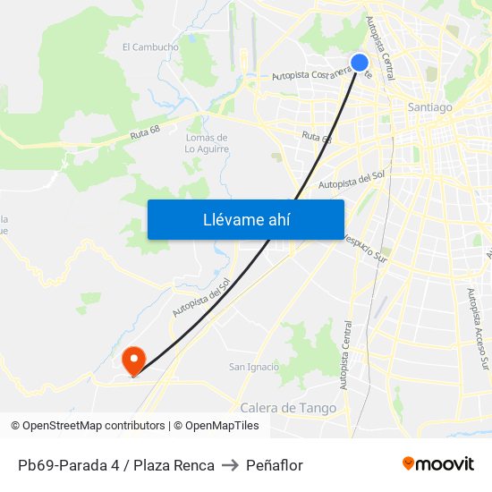 Pb69-Parada 4 / Plaza Renca to Peñaflor map