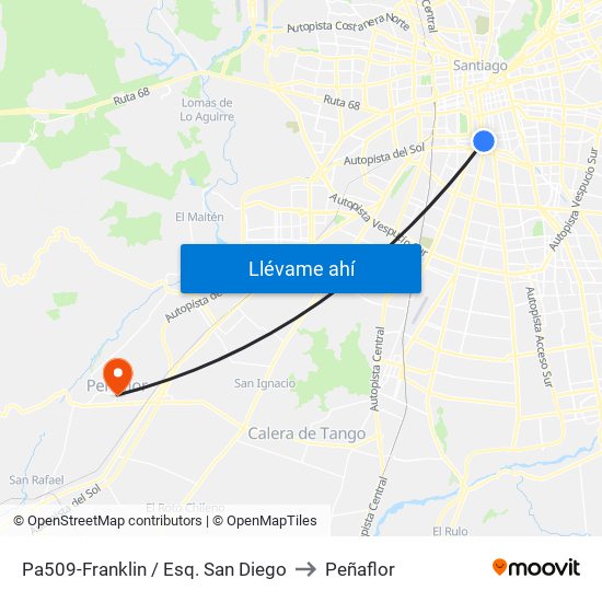 Pa509-Franklin / Esq. San Diego to Peñaflor map