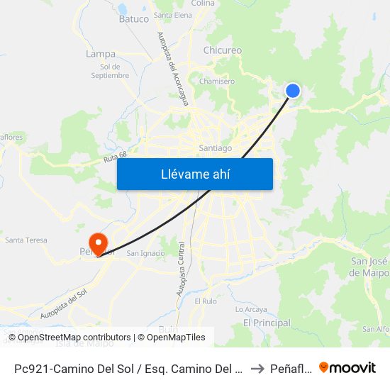 Pc921-Camino Del Sol / Esq. Camino Del Chin to Peñaflor map