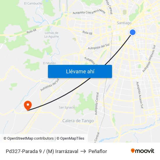 Pd327-Parada 9 / (M) Irarrázaval to Peñaflor map