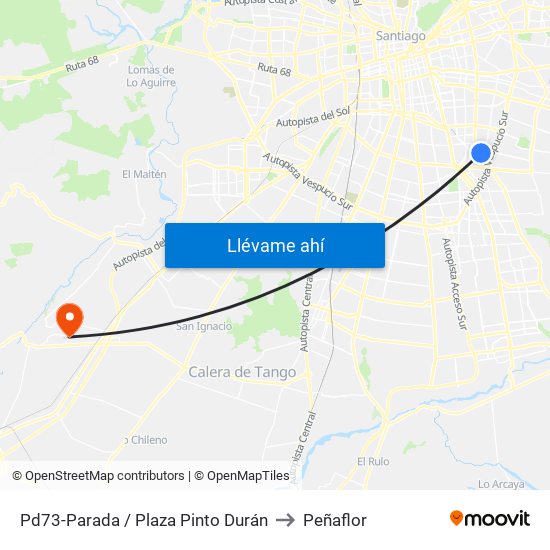 Pd73-Parada / Plaza Pinto Durán to Peñaflor map