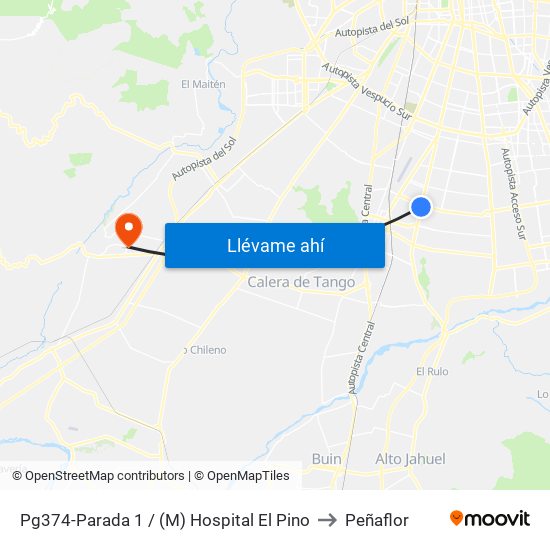Pg374-Parada 1 / (M) Hospital El Pino to Peñaflor map