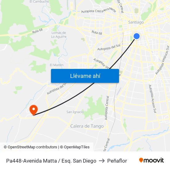 Pa448-Avenida Matta / Esq. San Diego to Peñaflor map