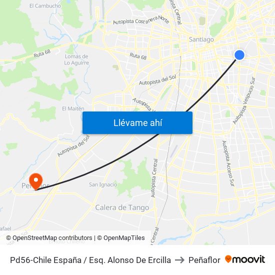 Pd56-Chile España / Esq. Alonso De Ercilla to Peñaflor map