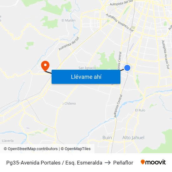 Pg35-Avenida Portales / Esq. Esmeralda to Peñaflor map