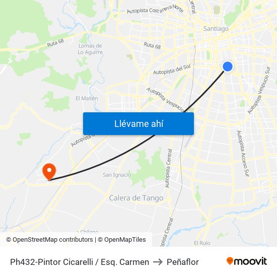 Ph432-Pintor Cicarelli / Esq. Carmen to Peñaflor map