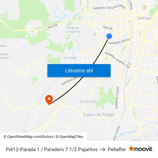 Pi412-Parada 1 / Paradero 7 1/2 Pajaritos to Peñaflor map