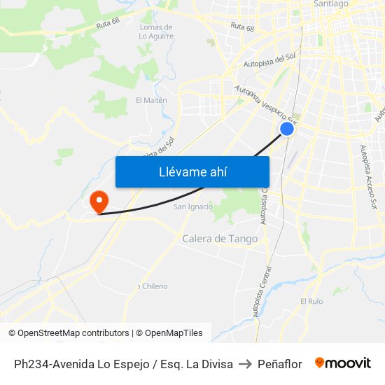 Ph234-Avenida Lo Espejo / Esq. La Divisa to Peñaflor map