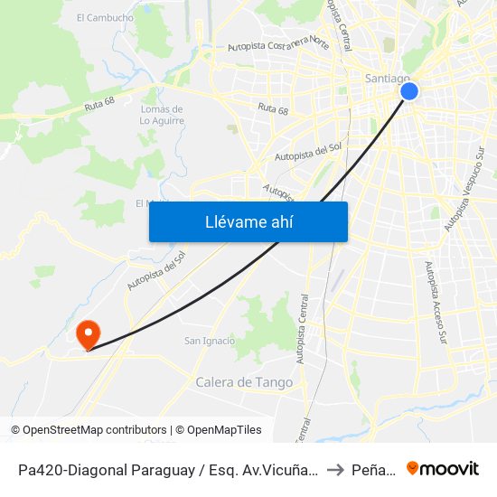 Pa420-Diagonal Paraguay / Esq. Av.Vicuña Mackenna to Peñaflor map