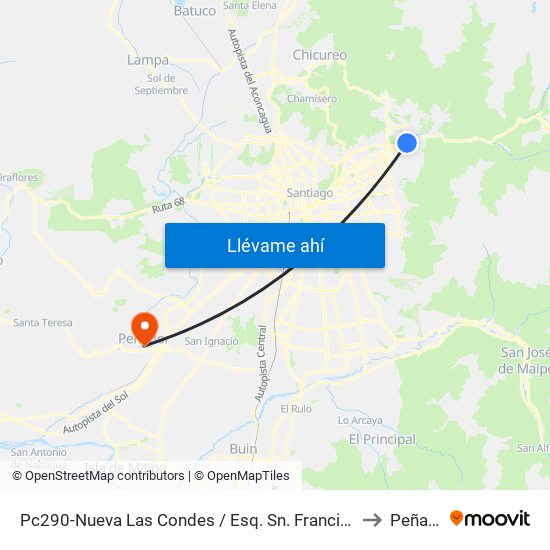 Pc290-Nueva Las Condes / Esq. Sn. Francisco De Asís to Peñaflor map