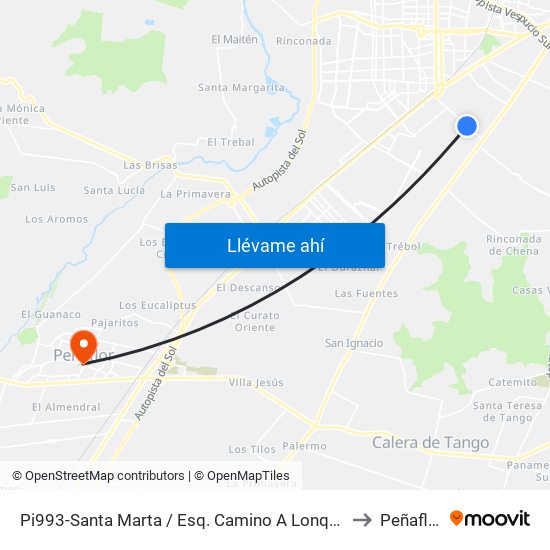Pi993-Santa Marta / Esq. Camino A Lonquén to Peñaflor map