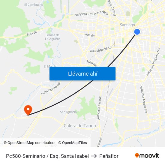 Pc580-Seminario / Esq. Santa Isabel to Peñaflor map