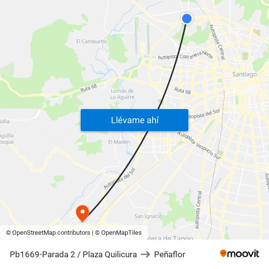 Pb1669-Parada 2 / Plaza Quilicura to Peñaflor map