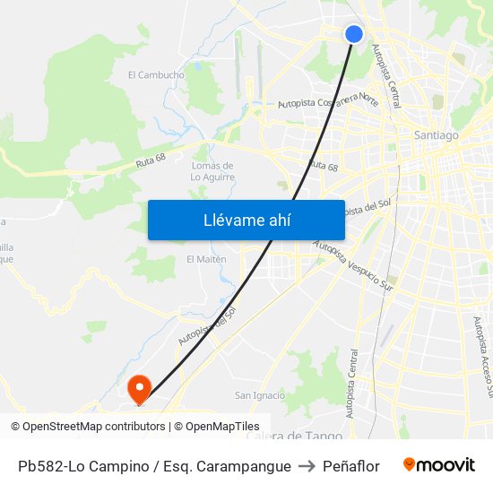 Pb582-Lo Campino / Esq. Carampangue to Peñaflor map
