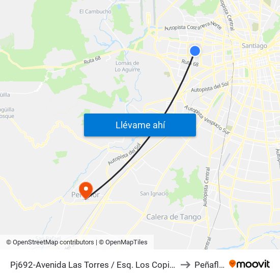 Pj692-Avenida Las Torres / Esq. Los Copihues to Peñaflor map