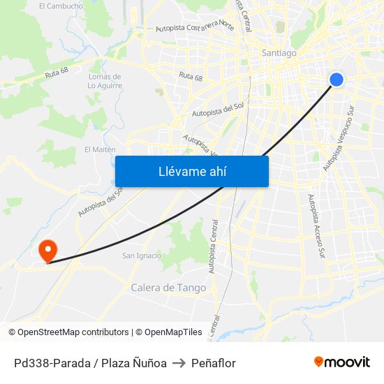 Pd338-Parada / Plaza Ñuñoa to Peñaflor map