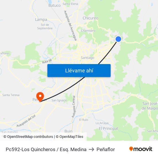 Pc592-Los Quincheros / Esq. Medina to Peñaflor map