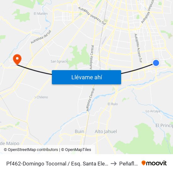 Pf462-Domingo Tocornal / Esq. Santa Elena to Peñaflor map