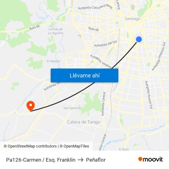 Pa126-Carmen / Esq. Franklin to Peñaflor map