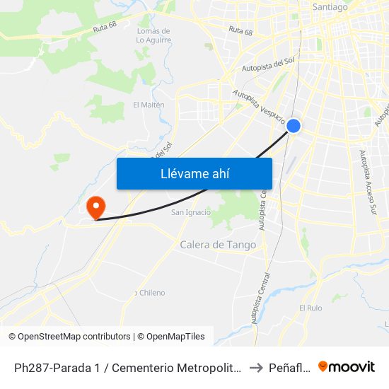 Ph287-Parada 1 / Cementerio Metropolitano to Peñaflor map
