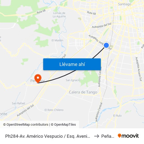 Ph284-Av. Américo Vespucio / Esq. Avenida Central to Peñaflor map