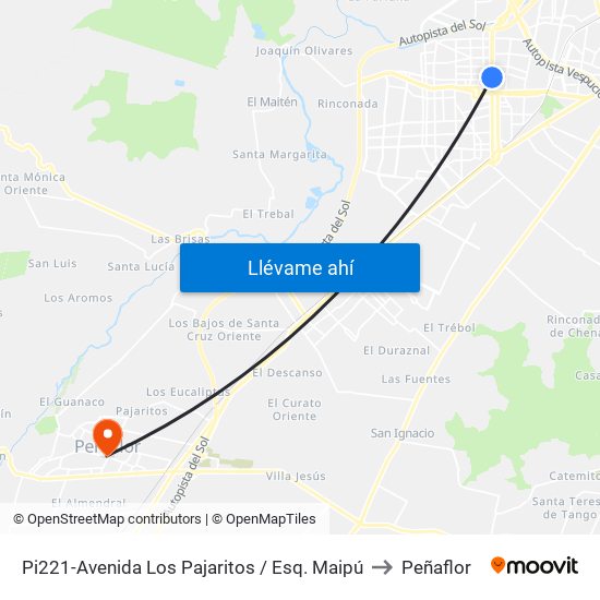 Pi221-Avenida Los Pajaritos / Esq. Maipú to Peñaflor map