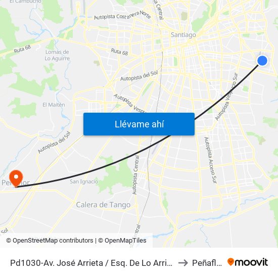 Pd1030-Av. José Arrieta / Esq. De Lo Arrieta to Peñaflor map