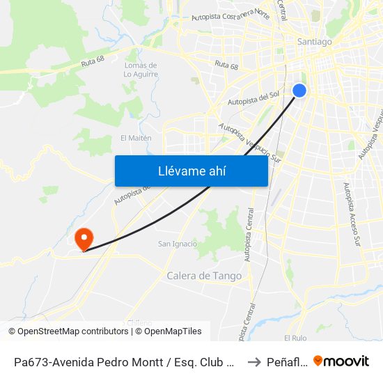 Pa673-Avenida Pedro Montt / Esq. Club Hípico to Peñaflor map