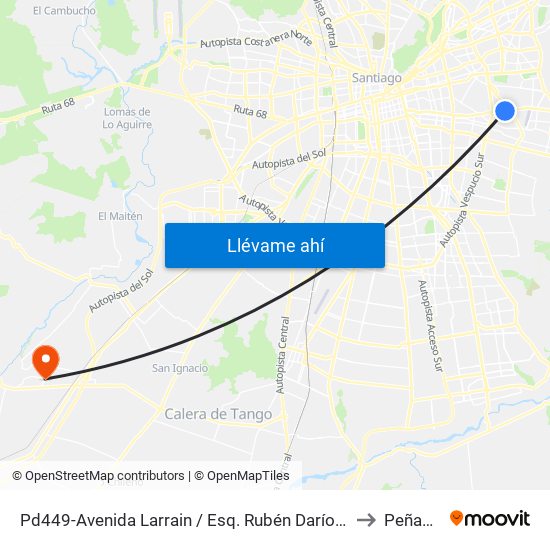 Pd449-Avenida Larrain / Esq. Rubén Darío-Norte to Peñaflor map