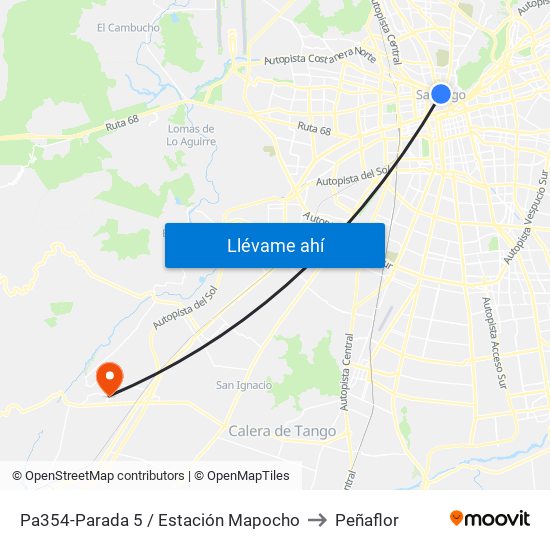 Pa354-Parada 5 / Estación Mapocho to Peñaflor map