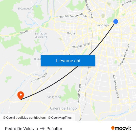 Pedro De Valdivia to Peñaflor map