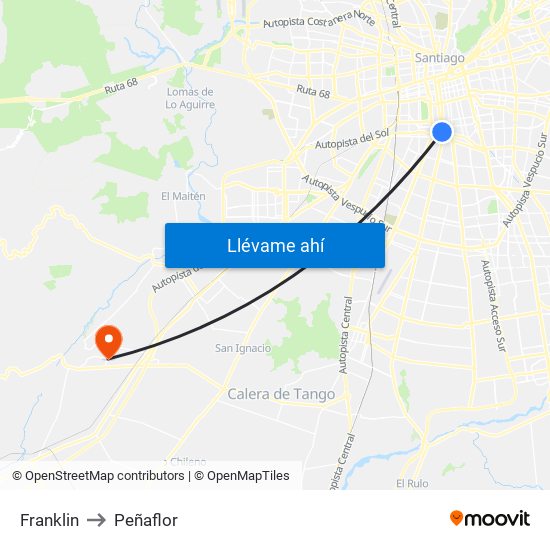 Franklin to Peñaflor map