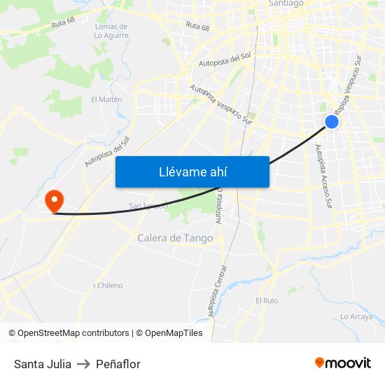 Santa Julia to Peñaflor map