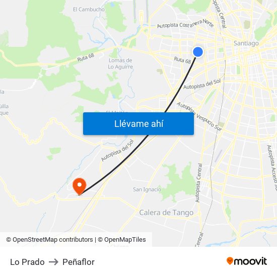 Lo Prado to Peñaflor map