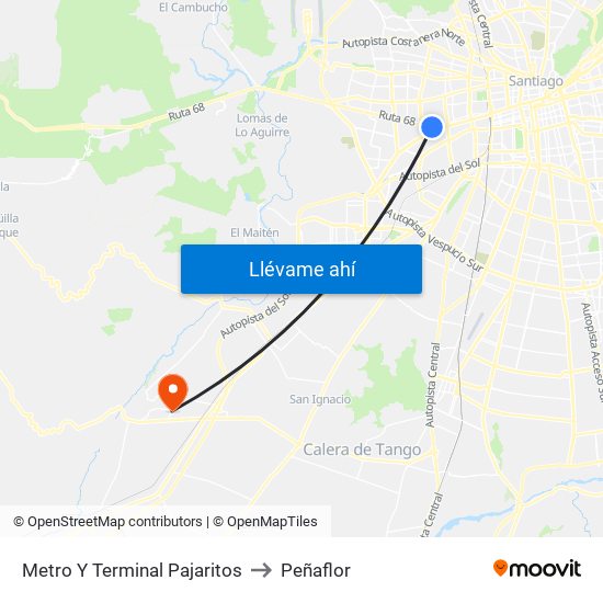 Metro Y Terminal Pajaritos to Peñaflor map