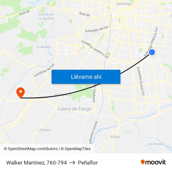 Walker Martínez, 760-794 to Peñaflor map